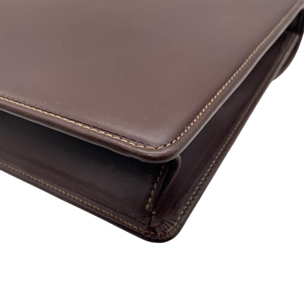 BURBERRY Men's Business Briefcase, Brown Leather, Silver Hardware, Horse Logo - Picture 12 of 16